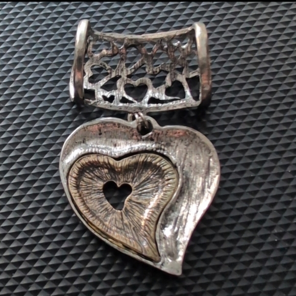 Brighton Silver Heart Scarf Pendant with Rhinestones - Picture 4 of 5